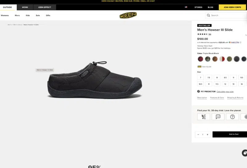Keen Footwear product page