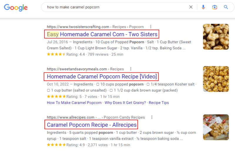 Example of an optimized meta title