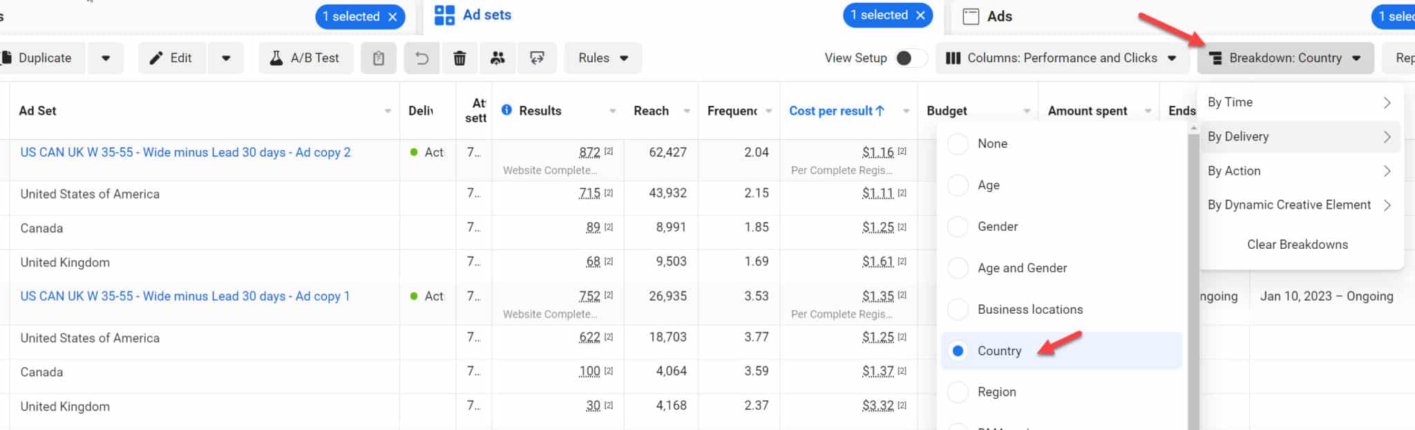 Facebook Breakdown reports